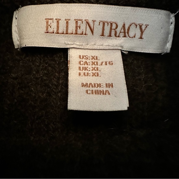 Ellen Tracy XL Wool Yak Hair Turtleneck Sweater Green Pockets - Picture 5 of 8